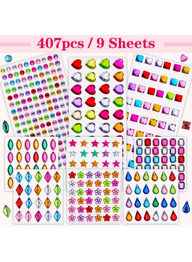 Hoiny 407pcs Gem Stickers Crafts for Kids, Self Adhesive Jewel Stickers, Acrylic Bling Stick on Gems, Rhinestone Stickers for Crafts, Muticolor Gemstone Sticky Gems for Crafting Decorating DIY - Image 4