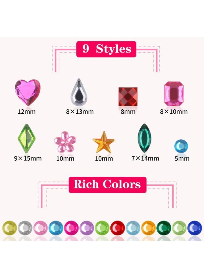 Hoiny 407pcs Gem Stickers Crafts for Kids, Self Adhesive Jewel Stickers, Acrylic Bling Stick on Gems, Rhinestone Stickers for Crafts, Muticolor Gemstone Sticky Gems for Crafting Decorating DIY - Image 2
