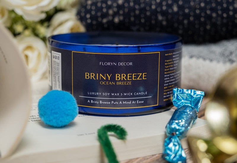 Floryn Decor 3 Wick Candle | Candle for Home Decoration | Luxury Candle for Home Decor | | Burning Time - 40 Hours | Soy Wax Candles Scented (Ocean Breeze) - Image 4
