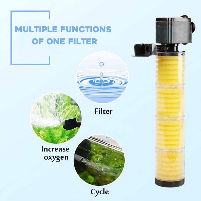 VAYINATO ® BL-8400F Aquarium Filter, Upto 3.5ft - Fish Tank Submersible Power Filter 25w - 3 in 1 Filteration, Oxygenation and Water Flow 3 Layer by Petzlifeworld - Image 5