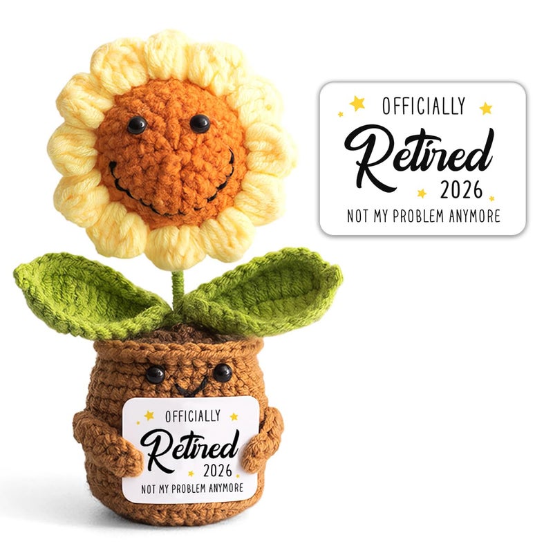Veryhomy Retirement Gift For Woman 2026 Teacher Retirement Gifts For Women Men Coworker Nurse Boss Not My Problem Anymore Mini Positive Crochet Sunflower Goodbye Going Away Farewell Thank You Gift - Image 2