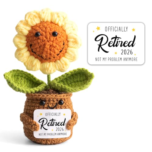 Veryhomy Retirement Gift For Woman 2026 Teacher Retirement Gifts For Women Men Coworker Nurse Boss Not My Problem Anymore Mini Positive Crochet Sunflower Goodbye Going Away Farewell Thank You Gift - Image 1