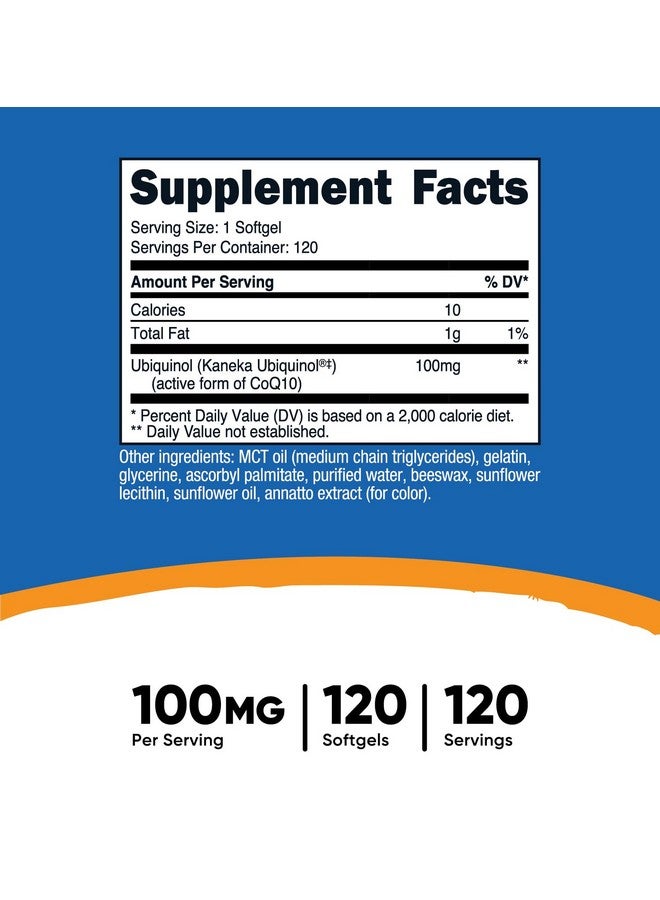 كبسولات يوبيكوينول الناعمة من نيوتريكوست (120 كبسولة هلامية | 100 مجم لكل وجبة) - مضاد للأكسدة عالي الامتصاص | الشكل النشط من إنزيم كيو 10 - خالٍ من الجلوتين وغير معدّل وراثيًا - Image 2
