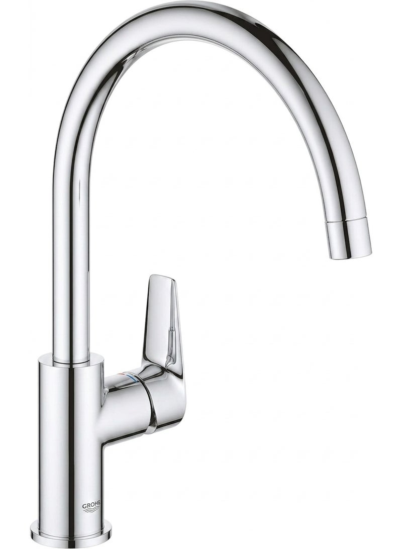 GROHE BauEdge Single Lever Kitchen Sink Mixer | High Spout Faucet | 360° Swivel Spout | Easy Installation | Chrome Finish | Model 31367001 - Image 1