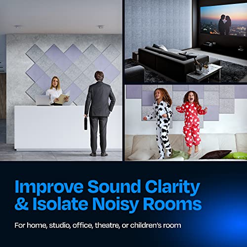 Ekkogo Acoustic Panels 12-Pack - 12"X12"X0.4" Sound Panels - High Density Sound Dampening - Smoky White Square - Image 4