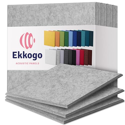 Ekkogo Acoustic Panels 12-Pack - 12"X12"X0.4" Sound Panels - High Density Sound Dampening - Smoky White Square - Image 1