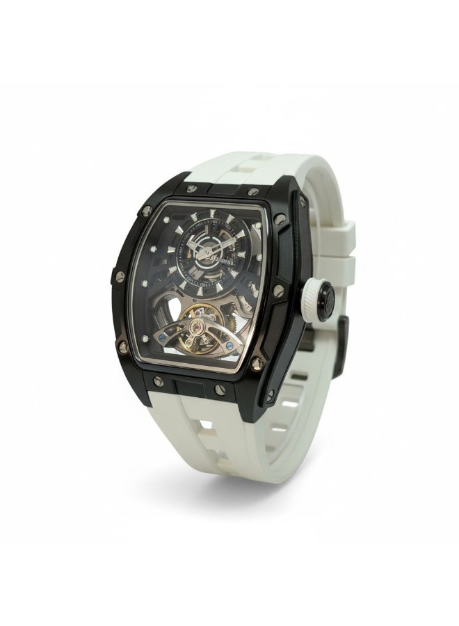 TOMRICH PHANTOM SKELTON WHITE Phantom Skeleton Automatic Watch for Men – Luxury Tonneau Design, Transparent Dial, White Silicone Strap, Stainless Steel Case, Mechanical Movement - Image 3