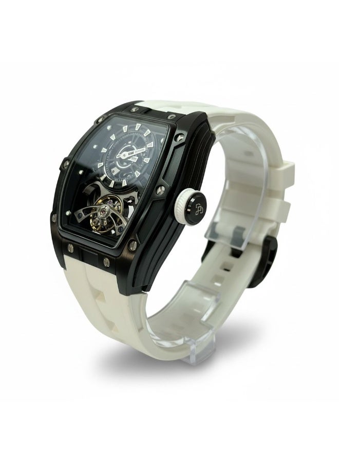 TOMRICH PHANTOM SKELTON WHITE Phantom Skeleton Automatic Watch for Men – Luxury Tonneau Design, Transparent Dial, White Silicone Strap, Stainless Steel Case, Mechanical Movement - Image 2