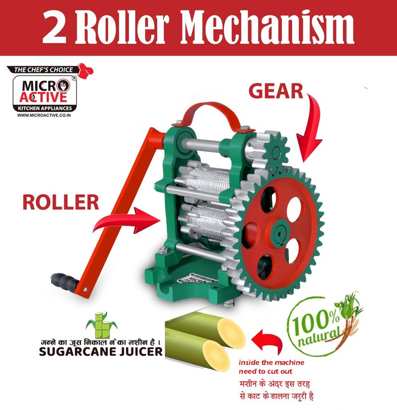 MICROACTIVE MICROACTIVE Hand Operated Manual Sugarcane Juicer Machine Sugarcane Squeezer For Home And Commercial Uses With High Graded Cast Iron Material 8X11X12 INCH  - Image 4