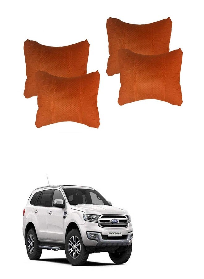 Adroitz Orange Football Design Car Neck Rest Cushion with Adjustable Straps (Pair of 2)_331 - Image 1