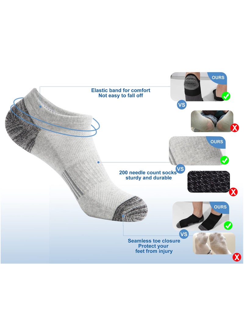 SYOSI Trainer Socks Ankle Socks Cushioned Sports Socks Invisible Crew Boat Socks Cotton Low Cut Breathable Cushion Running Socks Casual Nonslip Ankle Athletic Socks Non-Slip for Mens 6 Pairs One Size - Image 5