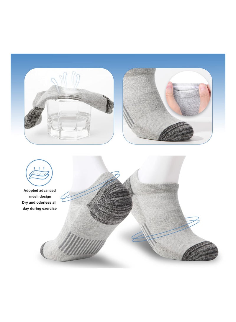 SYOSI Trainer Socks Ankle Socks Cushioned Sports Socks Invisible Crew Boat Socks Cotton Low Cut Breathable Cushion Running Socks Casual Nonslip Ankle Athletic Socks Non-Slip for Mens 6 Pairs One Size - Image 3