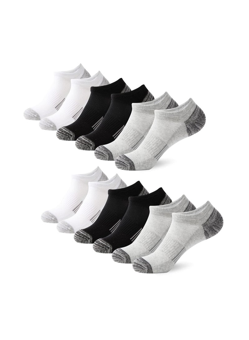 SYOSI Trainer Socks Ankle Socks Cushioned Sports Socks Invisible Crew Boat Socks Cotton Low Cut Breathable Cushion Running Socks Casual Nonslip Ankle Athletic Socks Non-Slip for Mens 6 Pairs One Size - Image 1