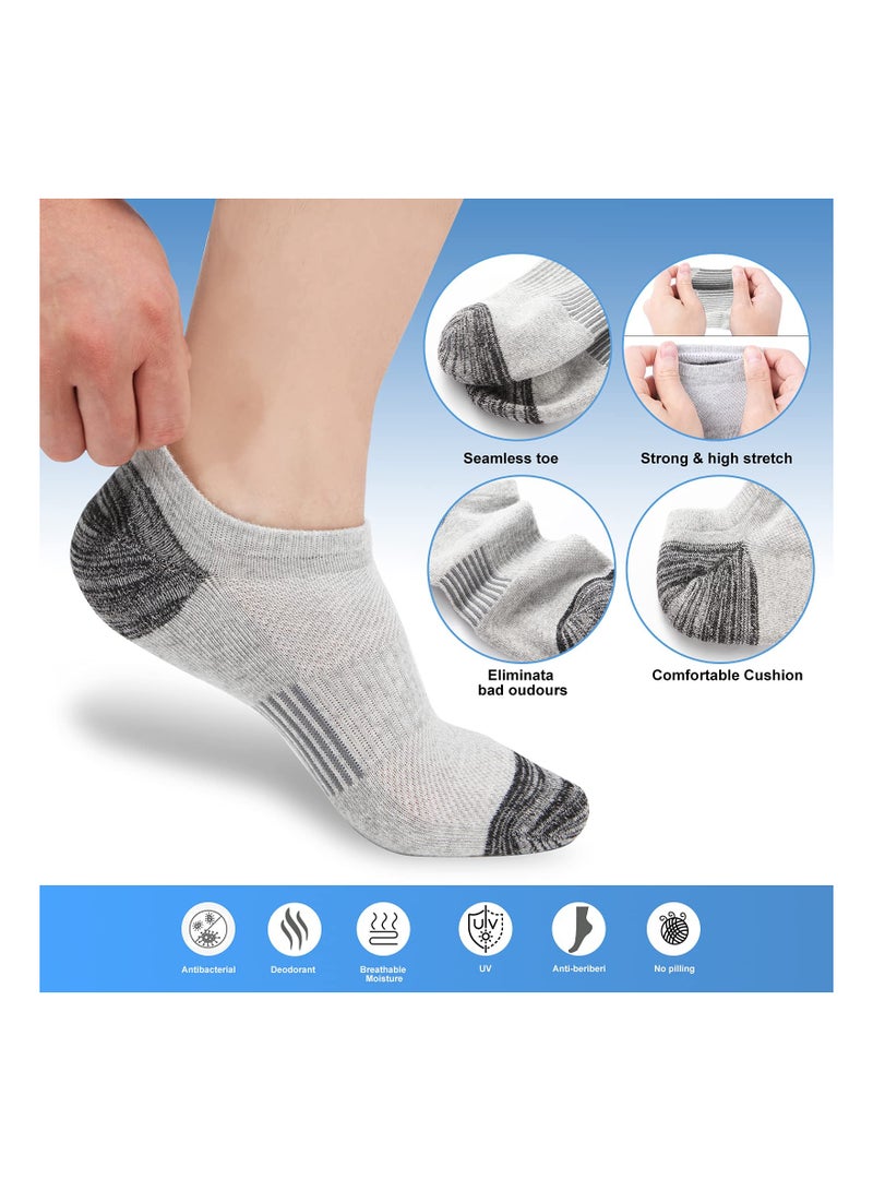 SYOSI Trainer Socks Ankle Socks Cushioned Sports Socks Invisible Crew Boat Socks Cotton Low Cut Breathable Cushion Running Socks Casual Nonslip Ankle Athletic Socks Non-Slip for Mens 6 Pairs One Size - Image 2