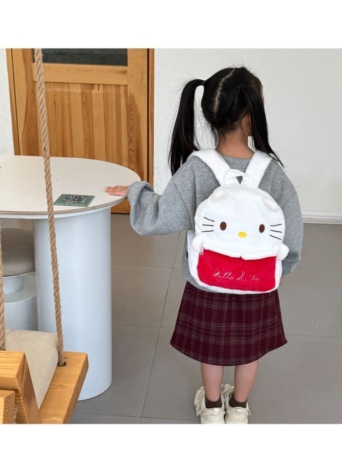 Hello Kitty shape, crossbody bag, handbag, plush bag, children's handbag, red and white - Image 2