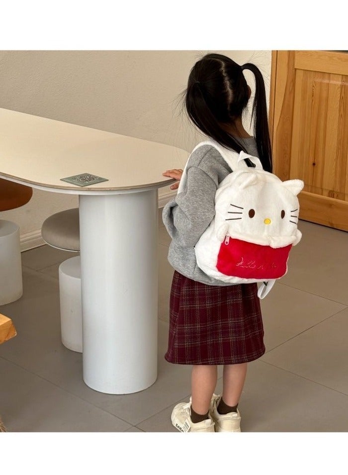 Hello Kitty shape, crossbody bag, handbag, plush bag, children's handbag, red and white - Image 1