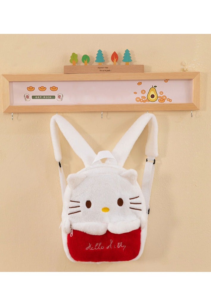 Hello Kitty shape, crossbody bag, handbag, plush bag, children's handbag, red and white - Image 4