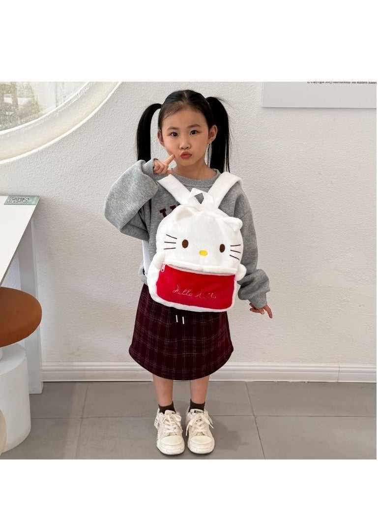 Hello Kitty shape, crossbody bag, handbag, plush bag, children's handbag, red and white - Image 3