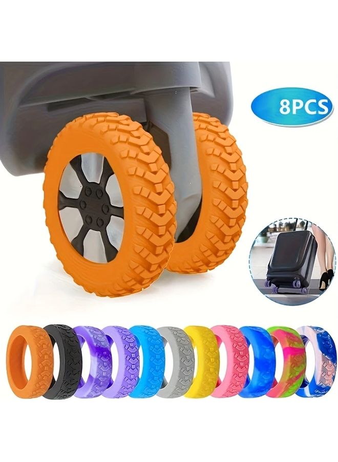 Orange 8pcs Silent Luggage Replacement Wheels Universal Rubber Casters Travel Box - Image 2