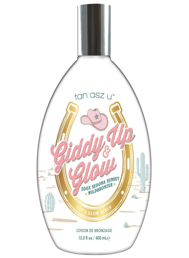 تان أسز يو لوشن تسمير البشرة Tan Asz U Giddy Up & Glow، 500X Sedona Sunset Wild Bronzer مع سيروم Wild Rose & Prickly Pear Glow، 13.5 أونصة سائلة - Image 1