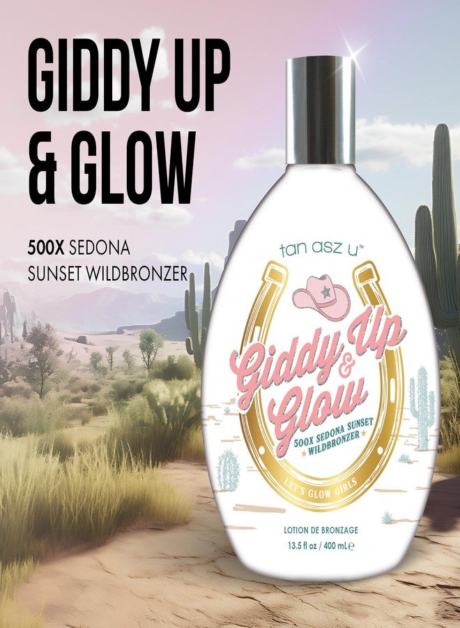 تان أسز يو لوشن تسمير البشرة Tan Asz U Giddy Up & Glow، 500X Sedona Sunset Wild Bronzer مع سيروم Wild Rose & Prickly Pear Glow، 13.5 أونصة سائلة - Image 2
