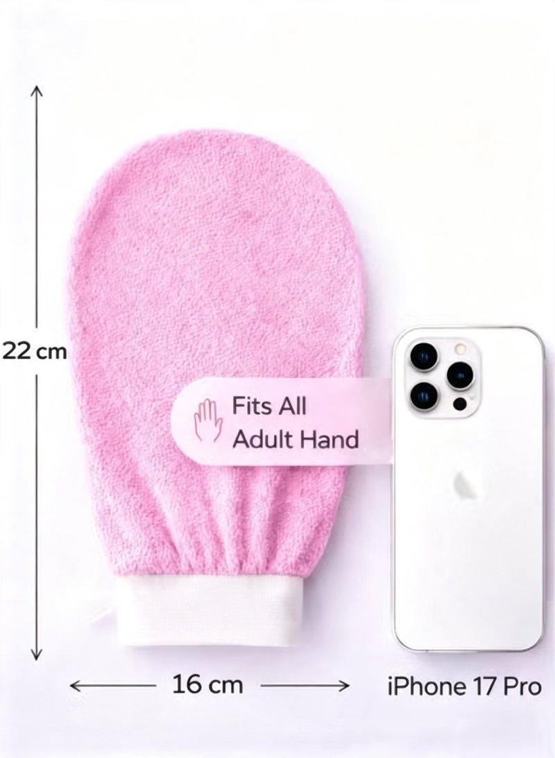 ARSTID Exfoliating and cleansing loofah, viscose bath glove for a Moroccan bath at home - Pink - Image 5