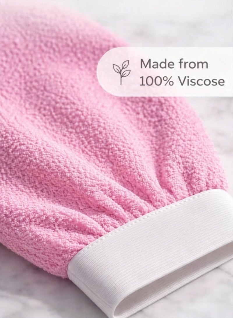 ARSTID Exfoliating and cleansing loofah, viscose bath glove for a Moroccan bath at home - Pink - Image 4
