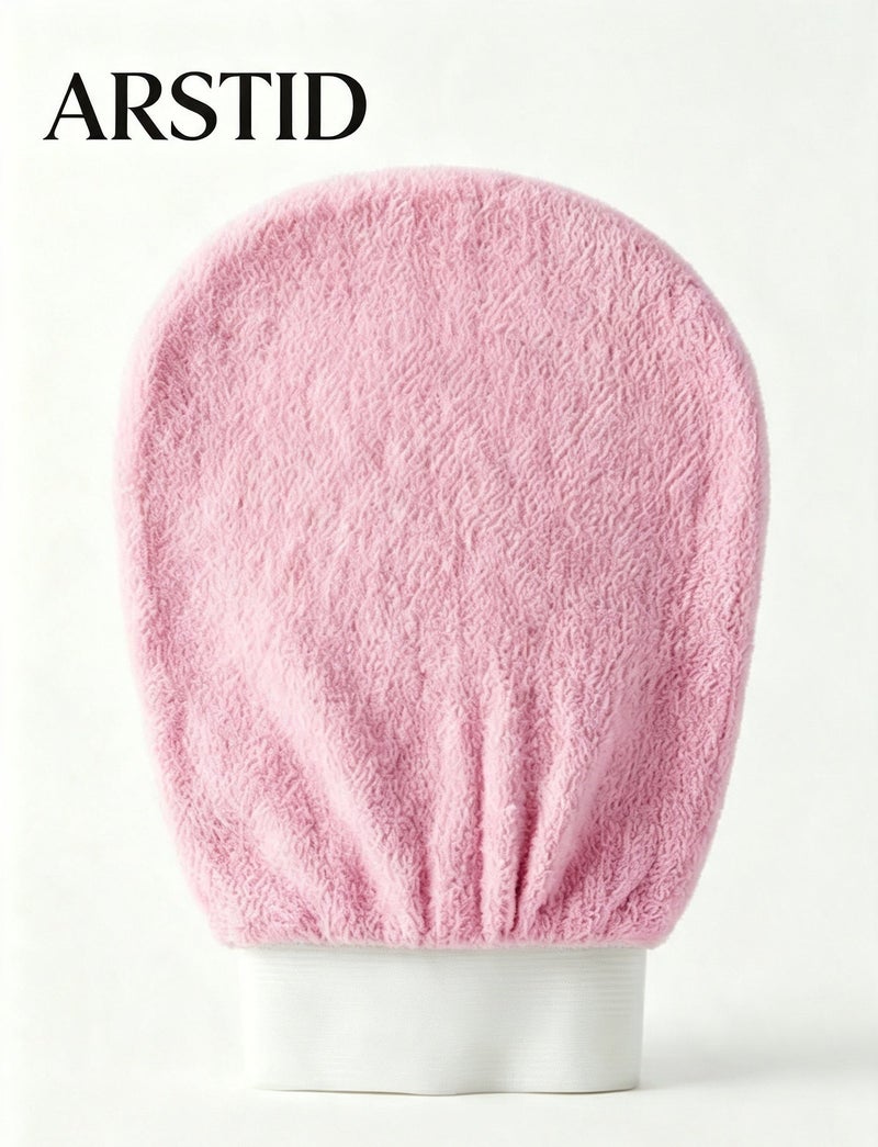 ARSTID Exfoliating and cleansing loofah, viscose bath glove for a Moroccan bath at home - Pink - Image 2