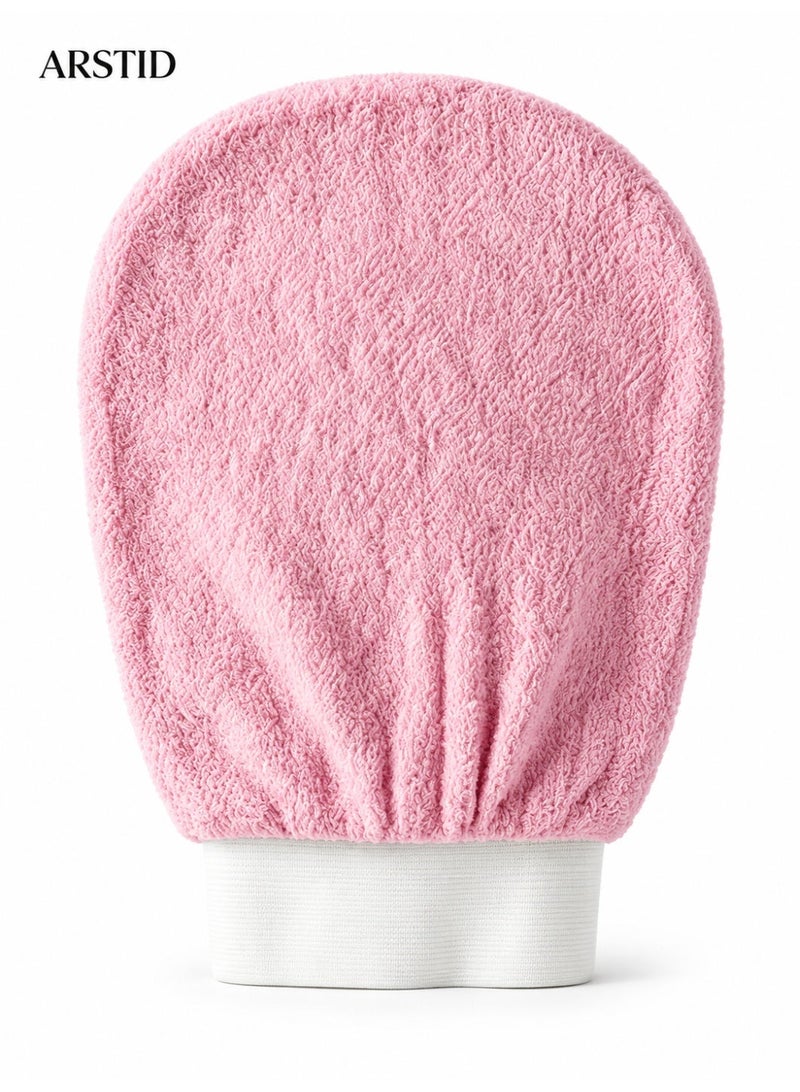 ARSTID Exfoliating and cleansing loofah, viscose bath glove for a Moroccan bath at home - Pink - Image 1