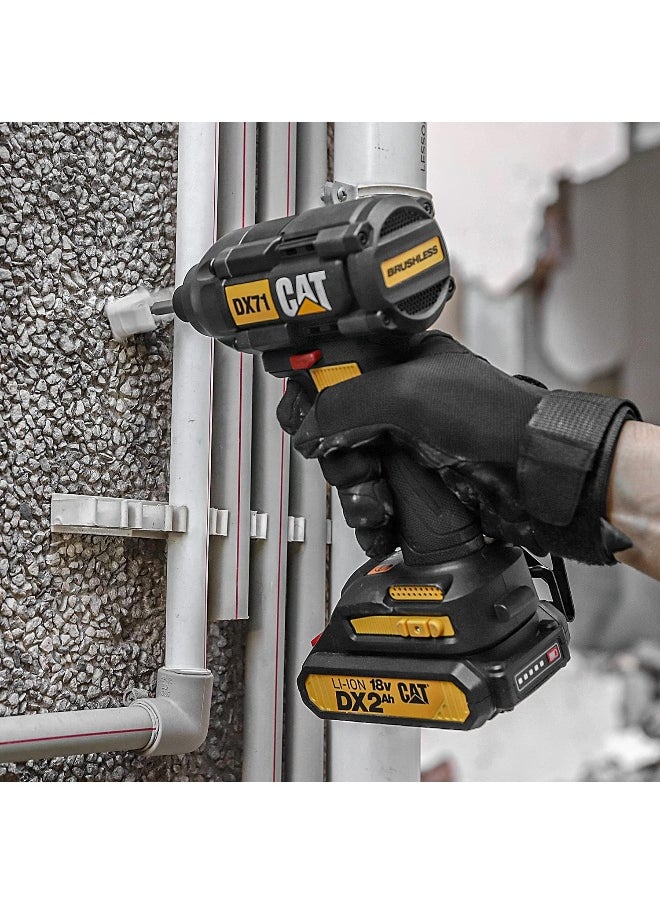 CATERPILLAR مفك كهربائي/مثقاب لاسلكي من كات 18 فولت 215 نيوتن متر مع 3 سرعات، بدون فرش  - Image 4
