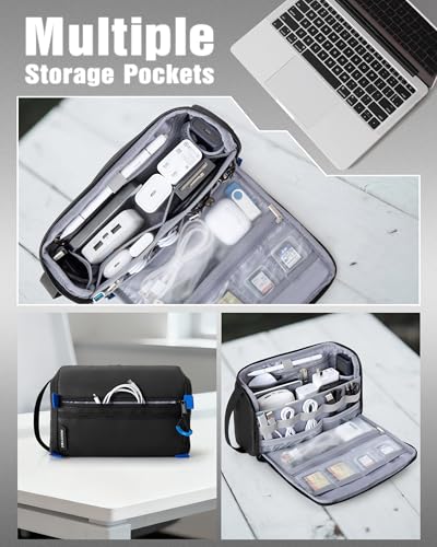 Smasrob Electronics Organizer Travel Case, Water Resistant Tech Bag Charger Pouch for Cord, Cable, Cards, Phone, Airpods, Black - Image 2
