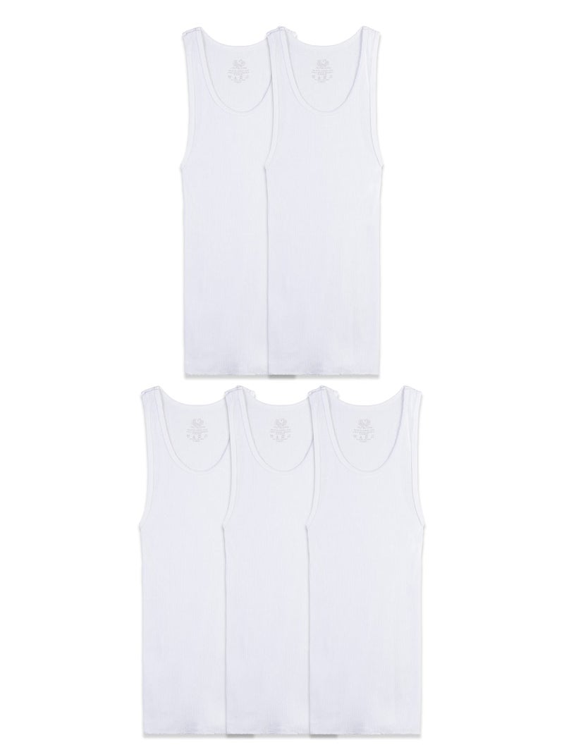Fruit of the Loom boys Cotton Tank Top Undershirt (Multipack) Underwear, - 5 Pack White, X-Small US - Image 5