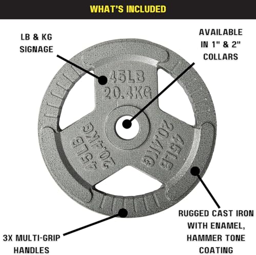 HulkFit 2-inch Iron Plate for Strength Training, Weightlifting, Single (5 Pounds), Silver - Image 2
