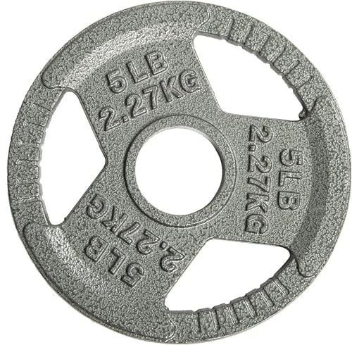 HulkFit 2-inch Iron Plate for Strength Training, Weightlifting, Single (5 Pounds), Silver - Image 1