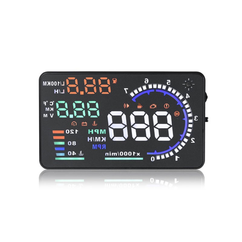 شاشة عرض المقدمة (HUD): شاشة ملونة LED مضيئة بحجم 5.5 بوصة، توصيل واستخدام سريع، تركيب غير مدمّر - 4 أوضاع عرض، وظيفات إنذار متعددة، شاشة عرض المقدمة لكشف الأعطال لسيارات OBD2 EUOBD الصناعة بعد عام 2008 لضمان السلامة - Image 1