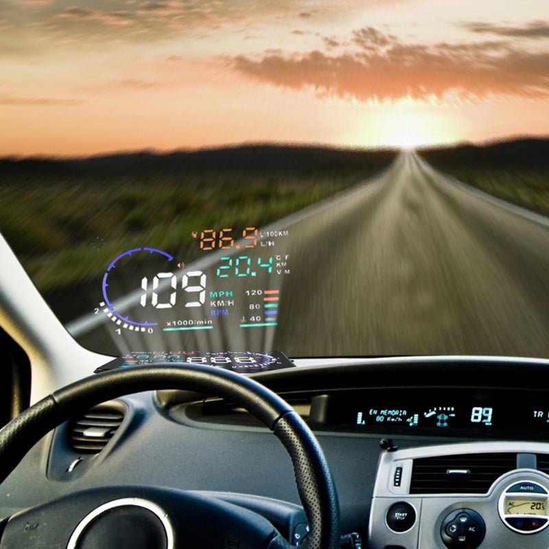 شاشة عرض المقدمة (HUD): شاشة ملونة LED مضيئة بحجم 5.5 بوصة، توصيل واستخدام سريع، تركيب غير مدمّر - 4 أوضاع عرض، وظيفات إنذار متعددة، شاشة عرض المقدمة لكشف الأعطال لسيارات OBD2 EUOBD الصناعة بعد عام 2008 لضمان السلامة - Image 3