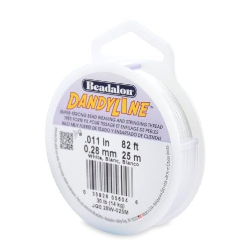 Beadalon Dandyline Bead Weaving & Stringing Thread, 0.28 mm / .011 in, White, 25 m - Image 1