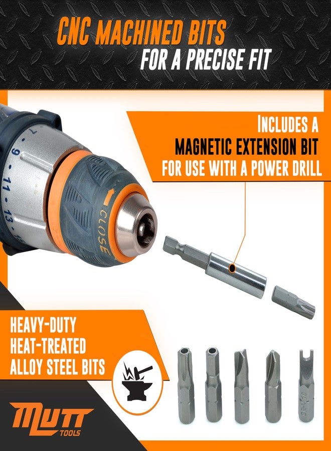 AMERICAN MUTT TOOLS مجموعة مفكات براغي توركس الأمنية من موت تولز، 33 قطعة - مجموعة مفكات براغي توركس أمنية كاملة مع رؤوس مقاومة للعبث - رؤوس نجمية، سداسية، مفتاح ربط، ثلاثية الأجنحة، ومفتاح توركس - مجموعة رؤوس براغي توركس أمنية احترافية - Image 3