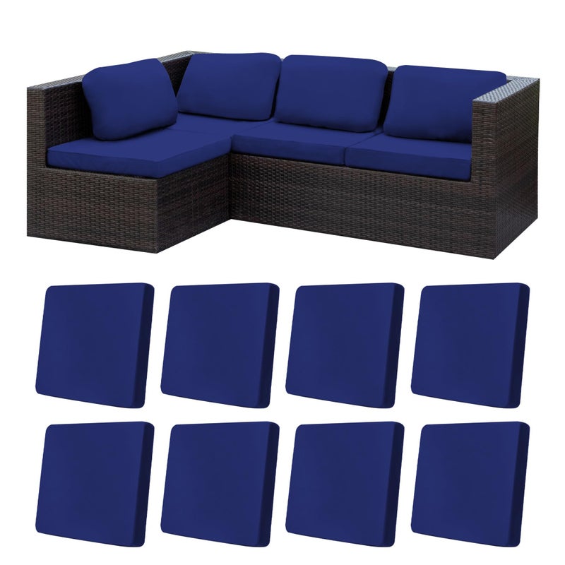 BIETYONE 8Pcs Stretch Patio Cushion Covers,Outdoor Couch Covers Replacement,Outdoor Couch & Sofa Slipcovers,for Patio Furniture Cushion Covers,Washable Reusable Furniture Protector (Lake Blue, Cover Only) - Image 1