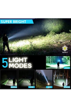 Arabest Rechargeable LED Flashlight, Super Bright Tactical Flashlight, 10000 High Lumen Flashlight, 5 Modes Zoomable Flashlight, Waterproof Flashlight, for Camping, Outdoor Activities and Emergencies  - Image 5