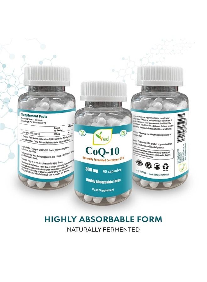 VED Best High Absorption CoQ10, Vegetarian, Gluten Free, Dietary Supplement, 300 mg 90 Veggie Capsules - Image 2