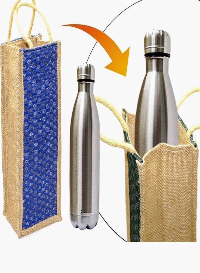 Highdas Jute Water Bottle Bag - Reusable & Eco-Friendly Bottle Carry Cover with Adjustable Strap | Durable, Lightweight & Stylish Holder for Office, Gym, School & Travel Multi Color (Morden, 1) - Image 4
