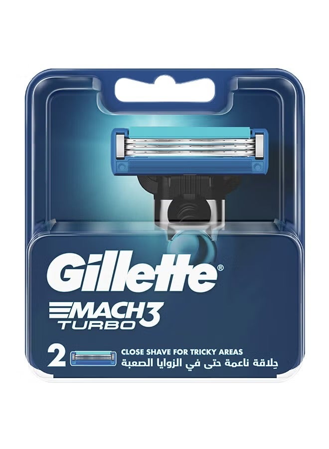 Gillette Mach3 Turbo Refills Silver Blue - Image 1