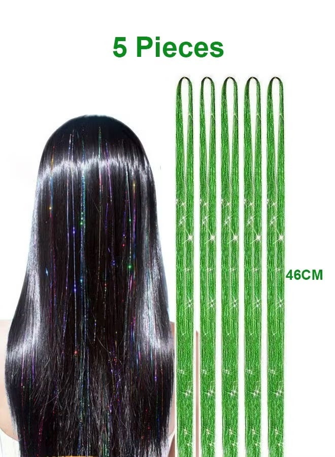 طقم شرائط شعر لامعة 5 قطع، خصلات شعر بريق للتزيين في اليوم الوطني السعودي ولإطلالات الحفلات والمكياج - Image 2