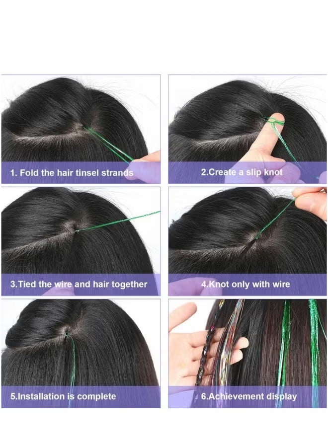 طقم شرائط شعر لامعة 5 قطع، خصلات شعر بريق للتزيين في اليوم الوطني السعودي ولإطلالات الحفلات والمكياج - Image 3