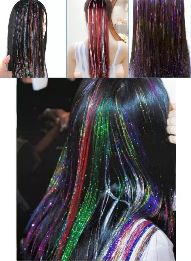 طقم شرائط شعر لامعة 5 قطع، خصلات شعر بريق للتزيين في اليوم الوطني السعودي ولإطلالات الحفلات والمكياج - Image 4