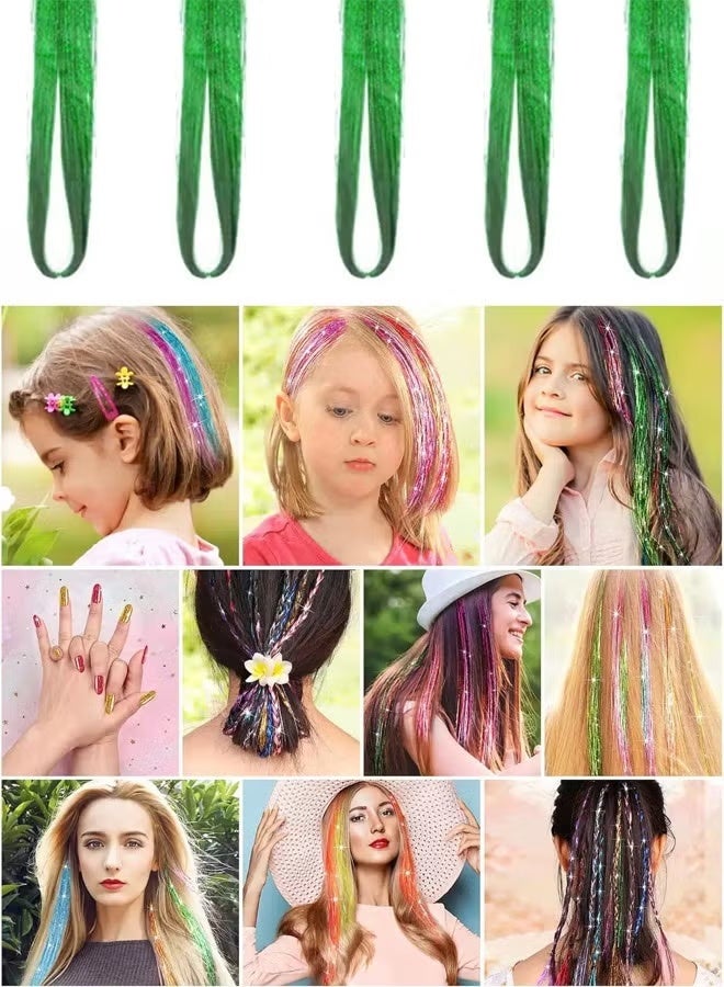 طقم شرائط شعر لامعة 5 قطع، خصلات شعر بريق للتزيين في اليوم الوطني السعودي ولإطلالات الحفلات والمكياج - Image 5