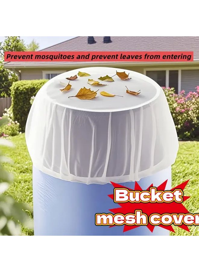 White Polyester Mesh Cover For Outdoor Rain Barrels 60cm Mosquito Leaf Proof - Image 1