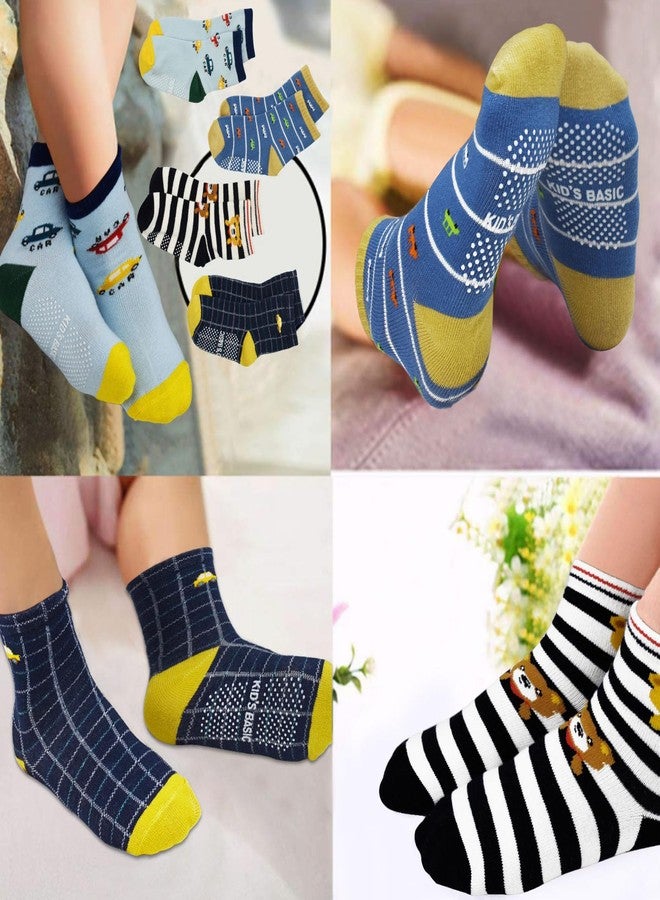 GRPSKCOS Toddler Non Slip Socks- 12 Pairs Anti Skid Toddler Socks Cute Crew Grips Socks for Boys Girls Children(#1 Car Style, 3-5T) - Image 4