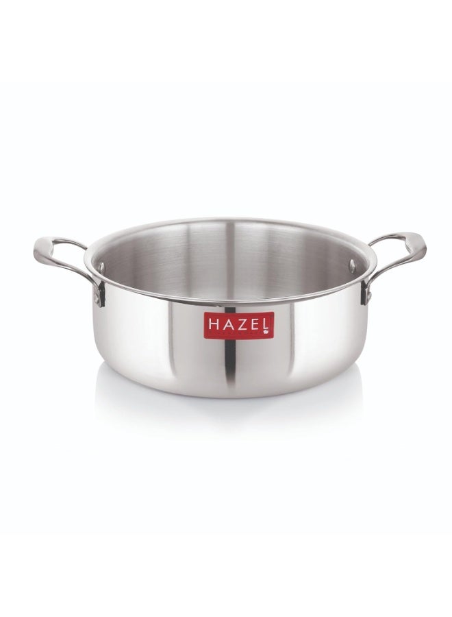 HAZEL Triply Stainless Steel Shallow Casserole Tope 5L with Handle | Heavy Bottom Biriyani Pot |  Non Stock Cooking Pot - Image 1